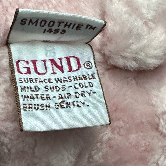 Gund Pink "Smoothie" 8" Bear with Floral Bow ~ Stands Independently - Picture 9 of 9